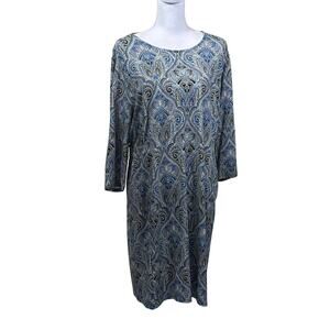 J. Jill Wearever knit dress, blue/black paisley, effortless, travel, classic